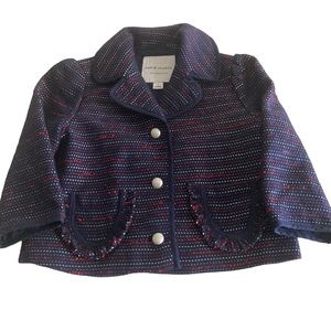 JANIE & JACK Tweed Blazer in Navy with Red Accents Metal buttons Girl's Size 6